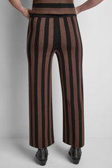 HIGH-RISE STRIPED PULL-ON FLARE PANT - Chestnut/Black - 3