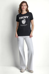 DKNY BIG APPLE RHINESTONE LOGO TEE - Black/Eggnog - 2