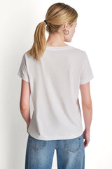 DKNY JEANS STACKED RHINESTONE LOGO TEE - White/Red Blue - 3
