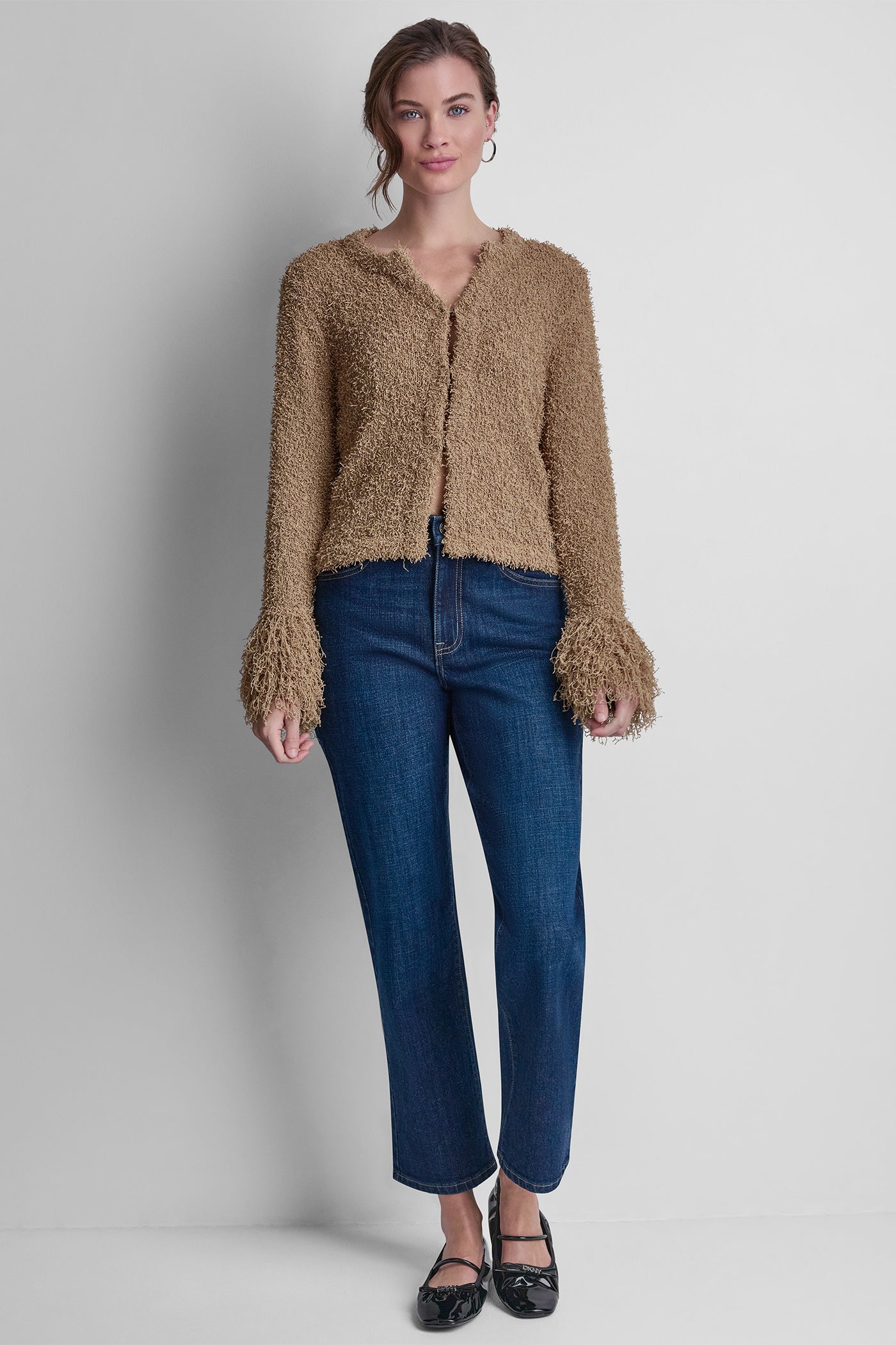 LONG SLEEVE FRINGE CARDIGAN - Travertine - 6