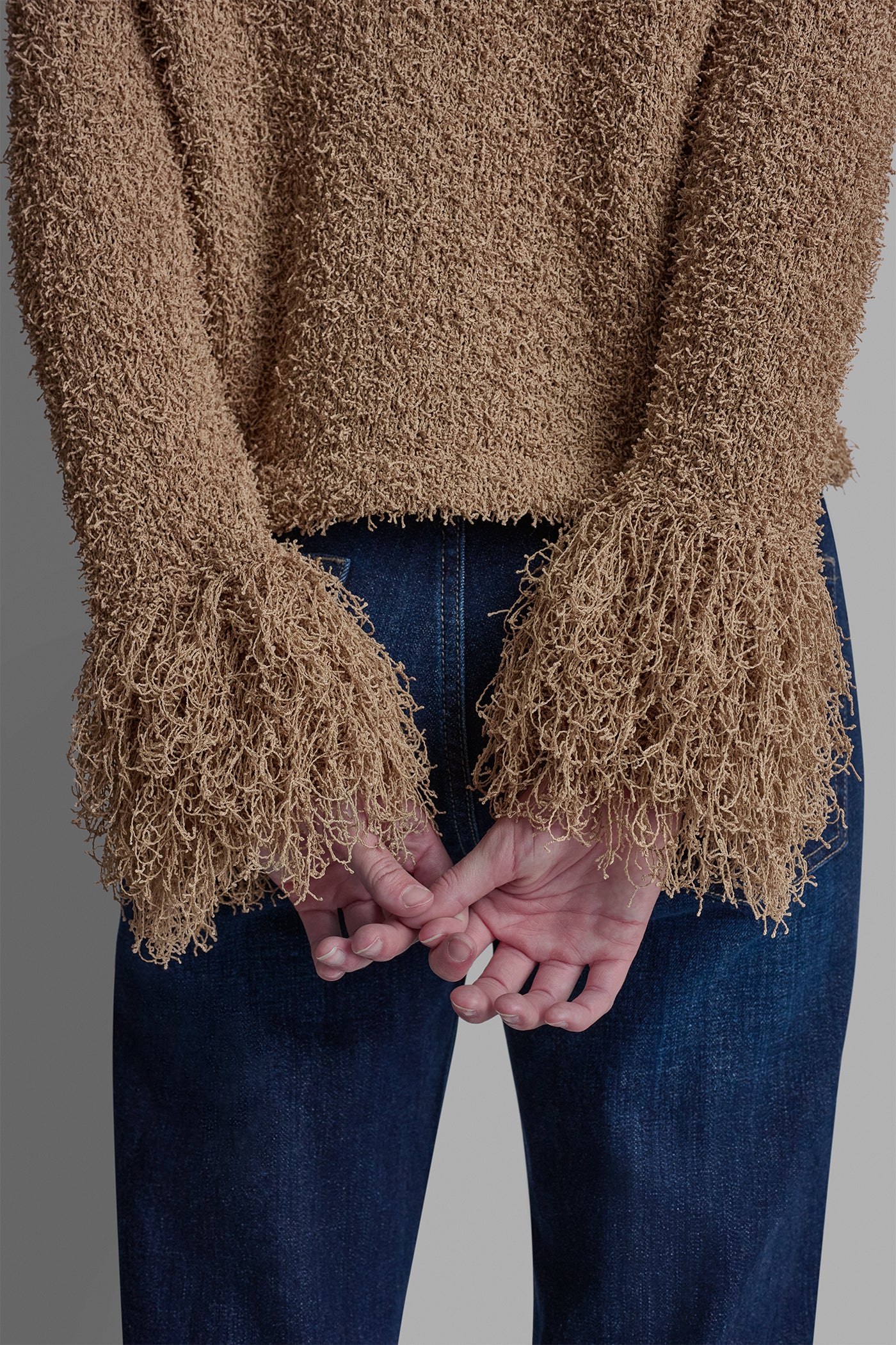 LONG SLEEVE FRINGE CARDIGAN - Travertine - 8