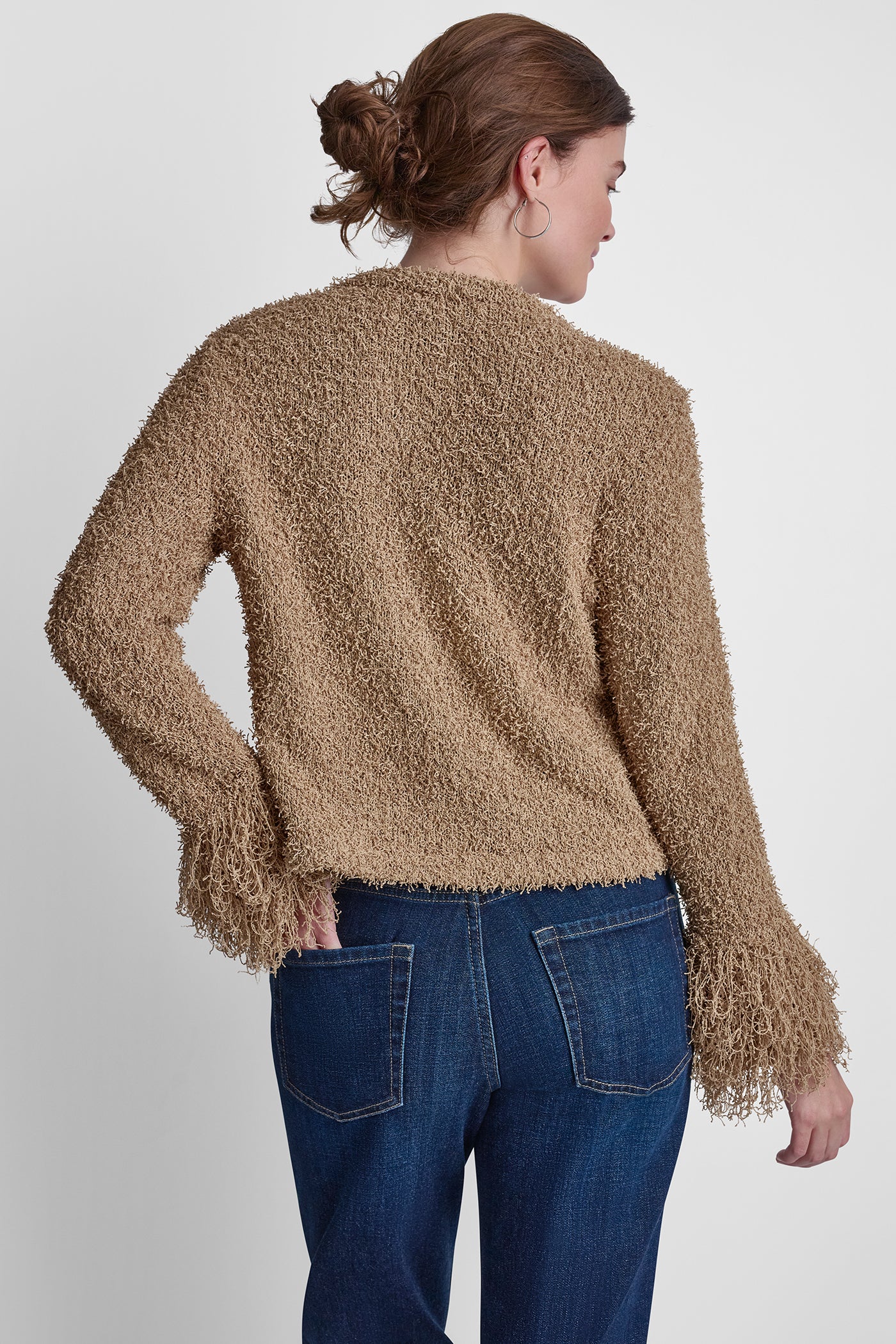 LONG SLEEVE FRINGE CARDIGAN - Travertine - 3