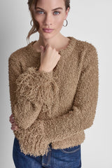 LONG SLEEVE FRINGE CARDIGAN - Travertine - 2