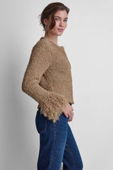 LONG SLEEVE FRINGE CARDIGAN - Travertine - 4