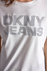 DKNY JEANS STACKED RHINESTONE DOME TEE - White - 2