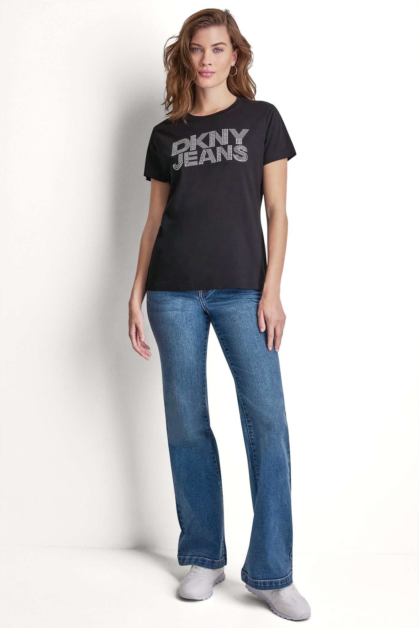 DKNY JEANS STACKED RHINESTONE DOME TEE - Black - 5