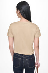 DKNY JEANS STACKED RHINESTONE LOGO TEE - Travertine/Brown Silver - 3