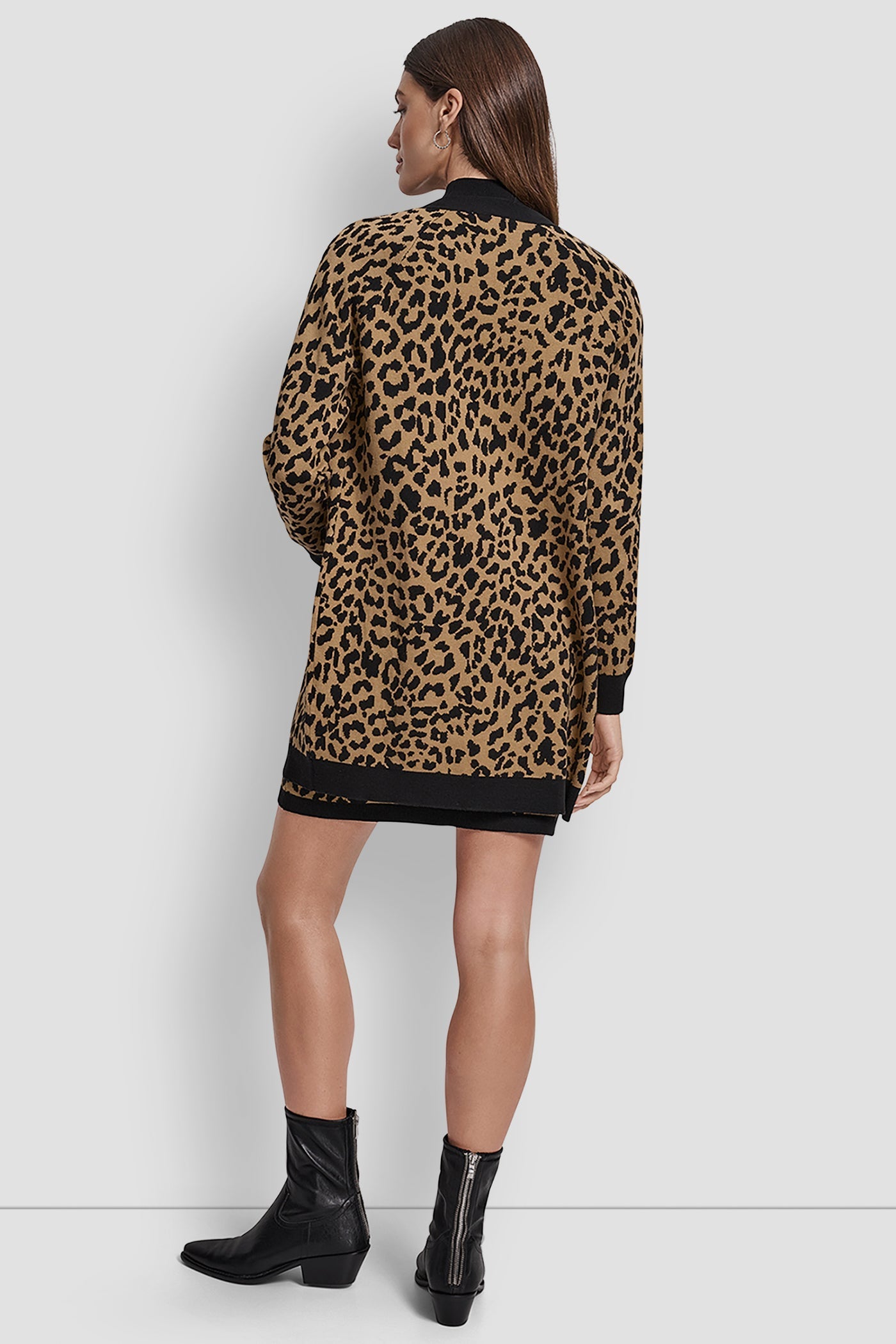 LEOPARD JACQUARD CARDIGAN - WHISKEY/BLACK - 3