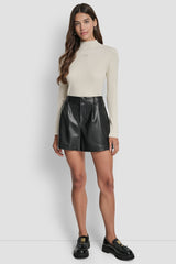 FAUX LEATHER SHORTS - Black - 2