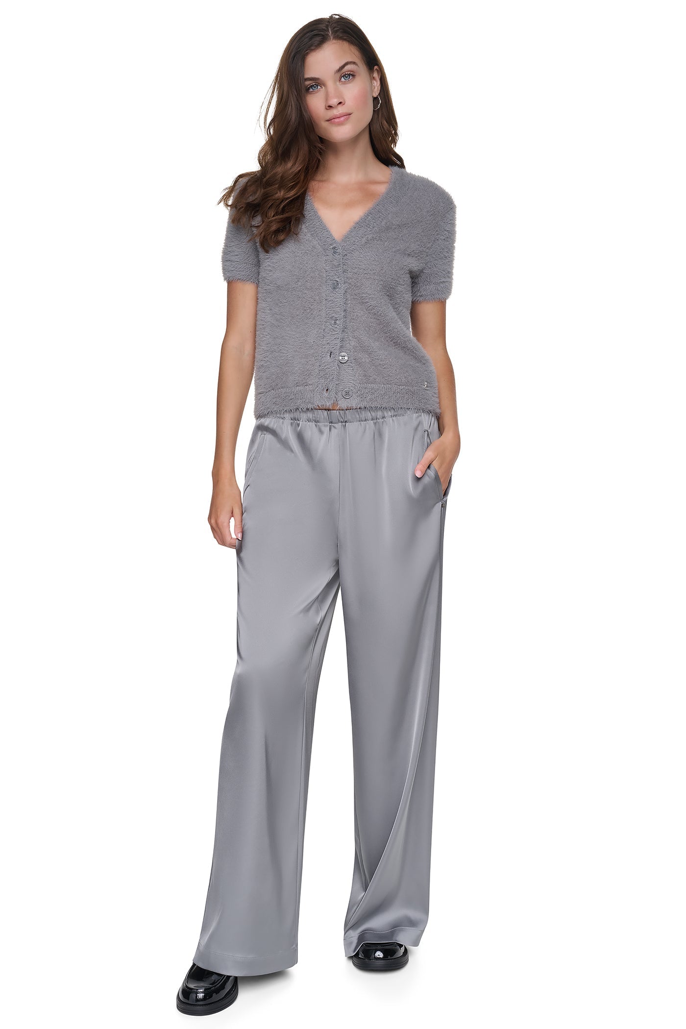 HIGH-RISE SATIN PULL-ON PANT - Stormy - 5
