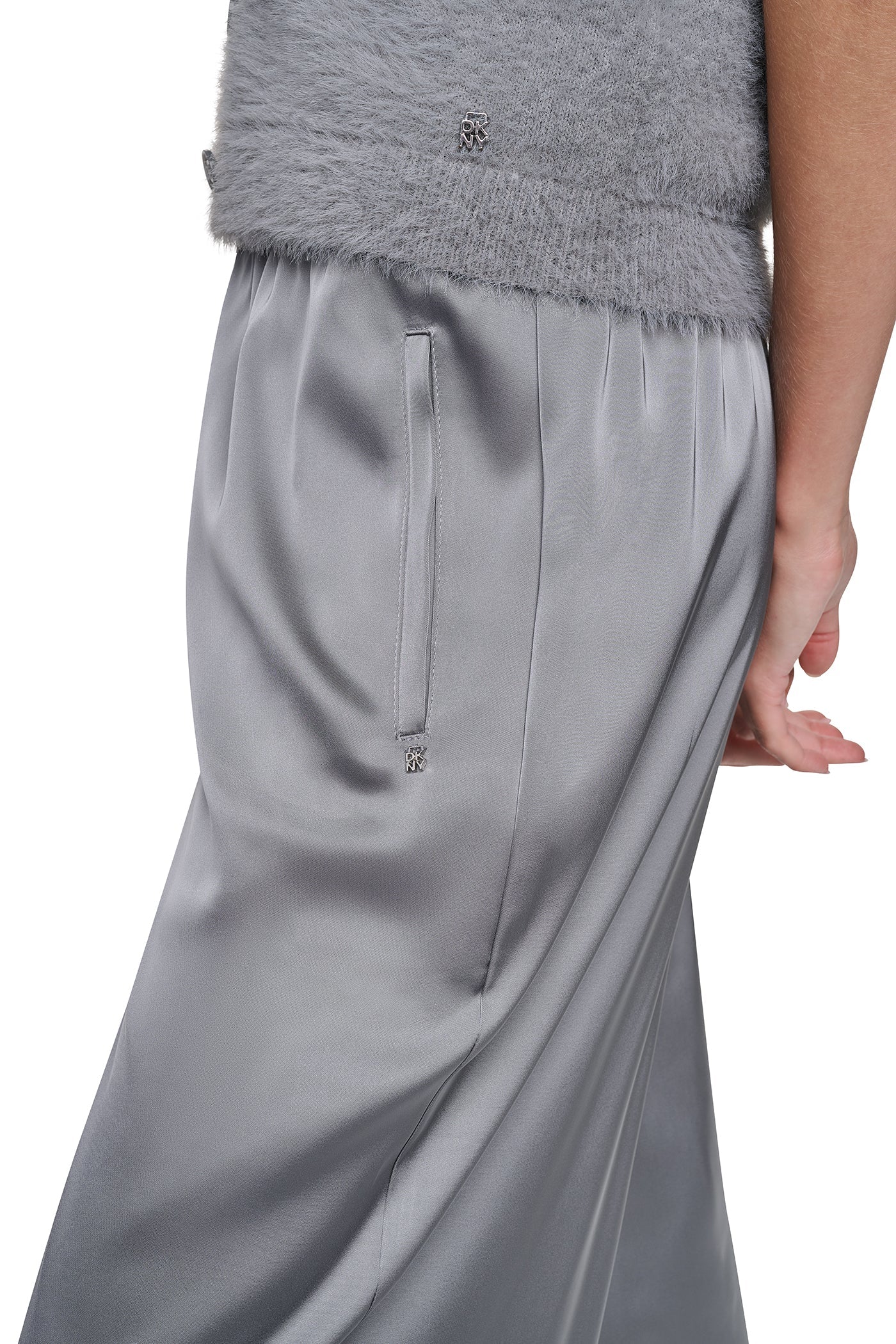 HIGH-RISE SATIN PULL-ON PANT - Stormy - 6
