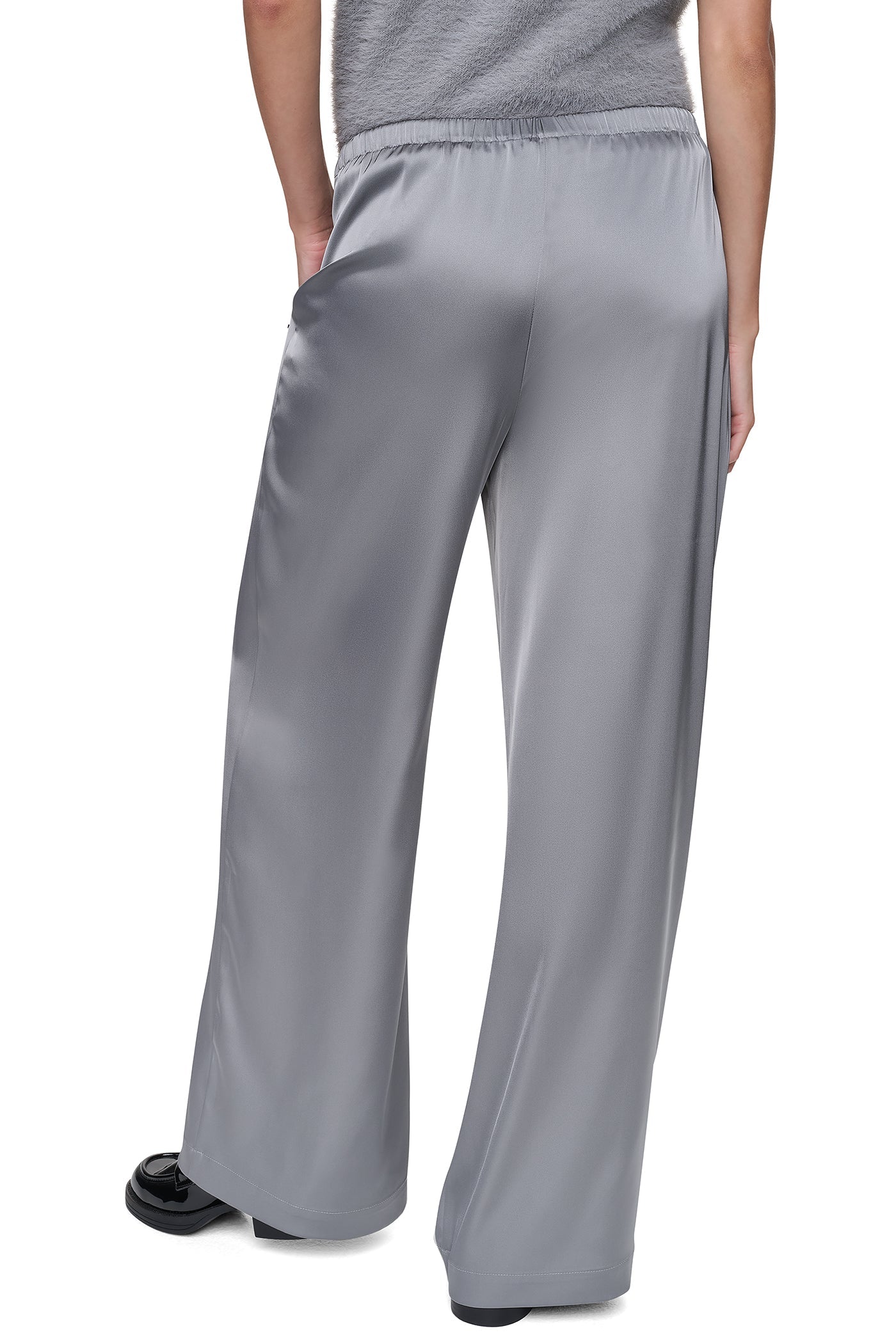 HIGH-RISE SATIN PULL-ON PANT - Stormy - 4