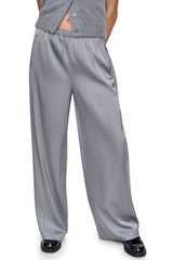 HIGH-RISE SATIN PULL-ON PANT - Stormy - 2