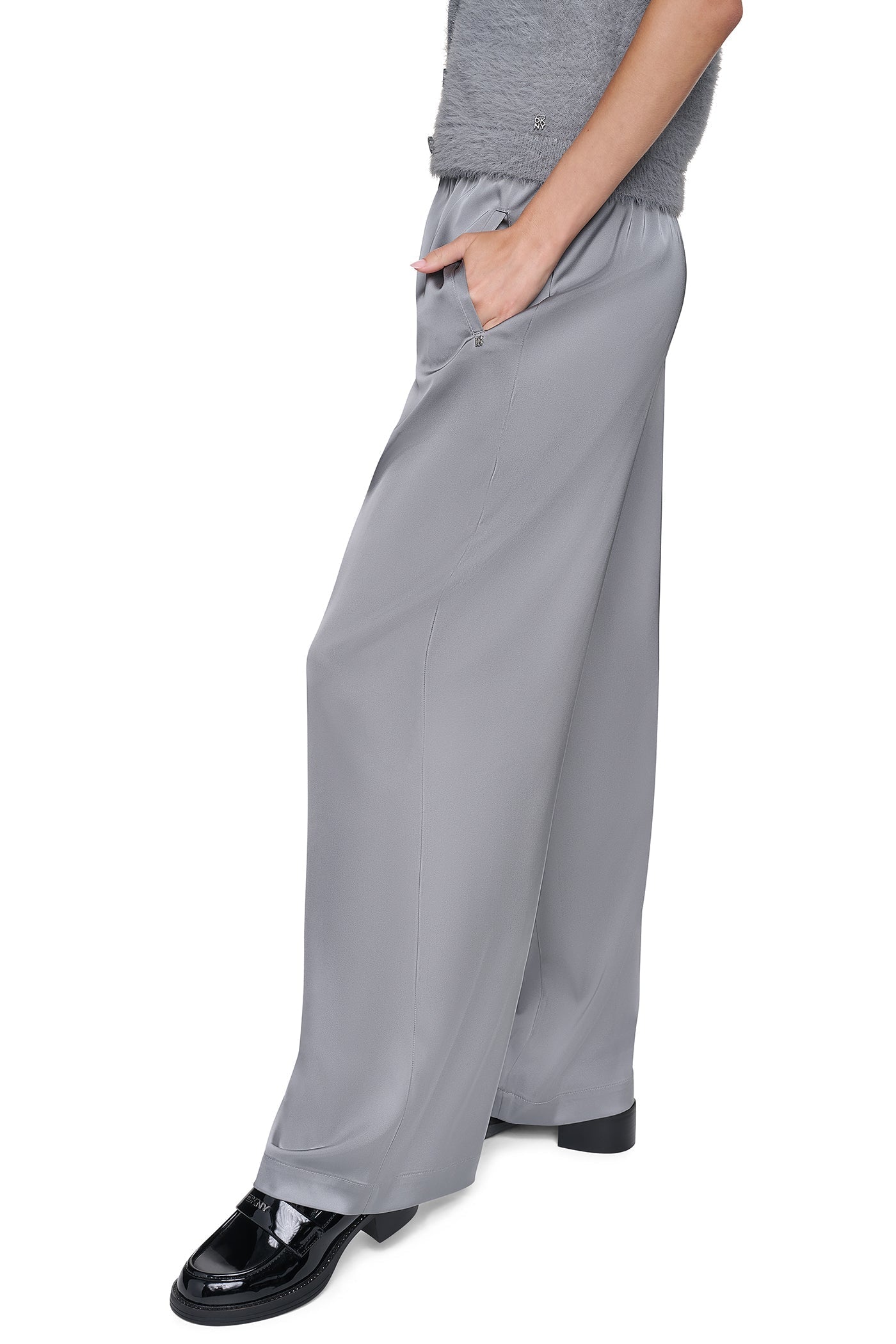 HIGH-RISE SATIN PULL-ON PANT - Stormy - 3