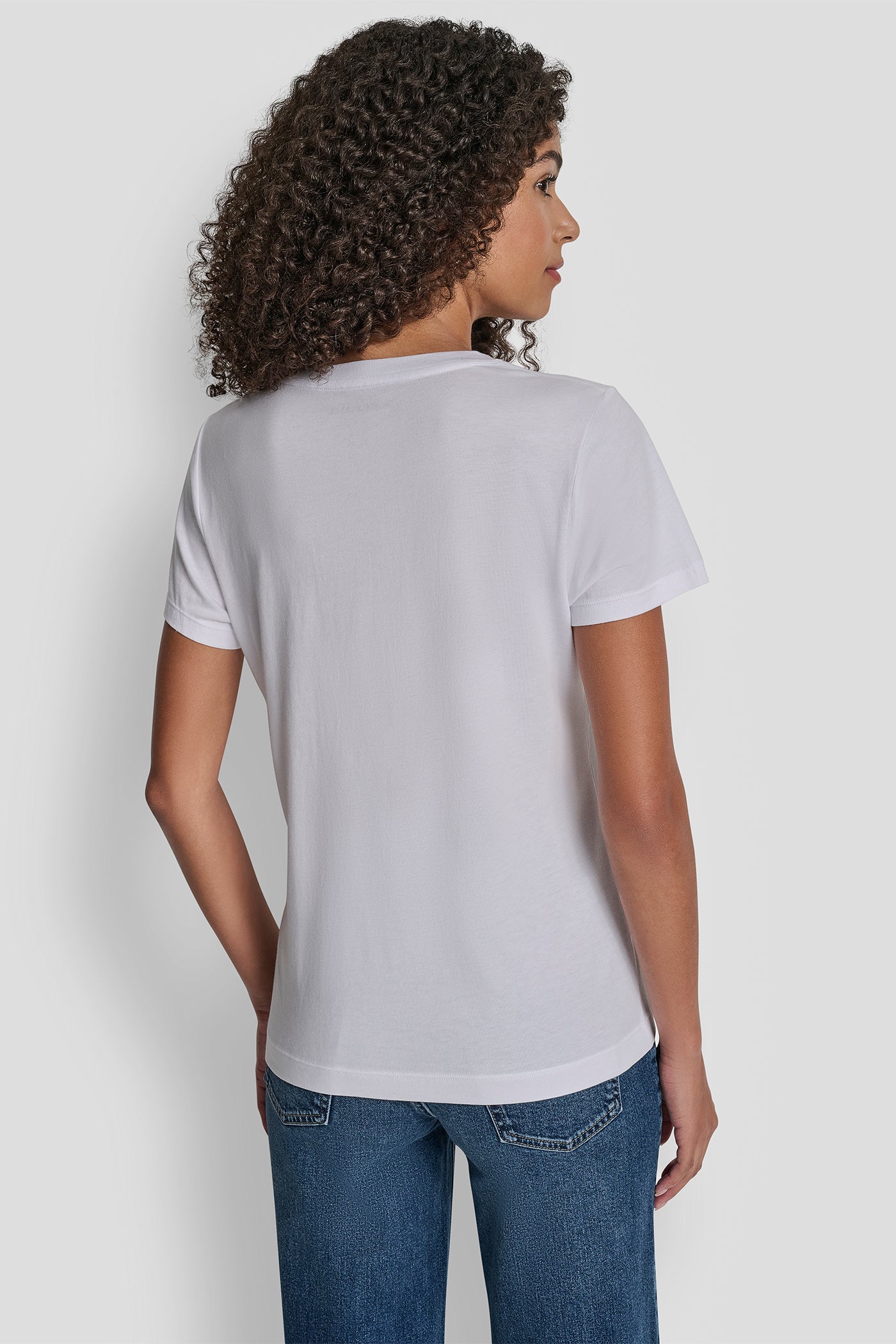DKNY SEQUIN LOGO CREW NECK TEE - White - 3