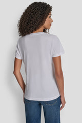 DKNY SEQUIN LOGO CREW NECK TEE - White - 3