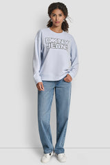 DKNY JEANS CHAINSTITCH OUTLINE LOGO SWEATSHIRT - Frost Blue/Black/White - 2