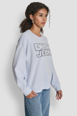 DKNY JEANS CHAINSTITCH OUTLINE LOGO SWEATSHIRT - Frost Blue/Black/White - 4