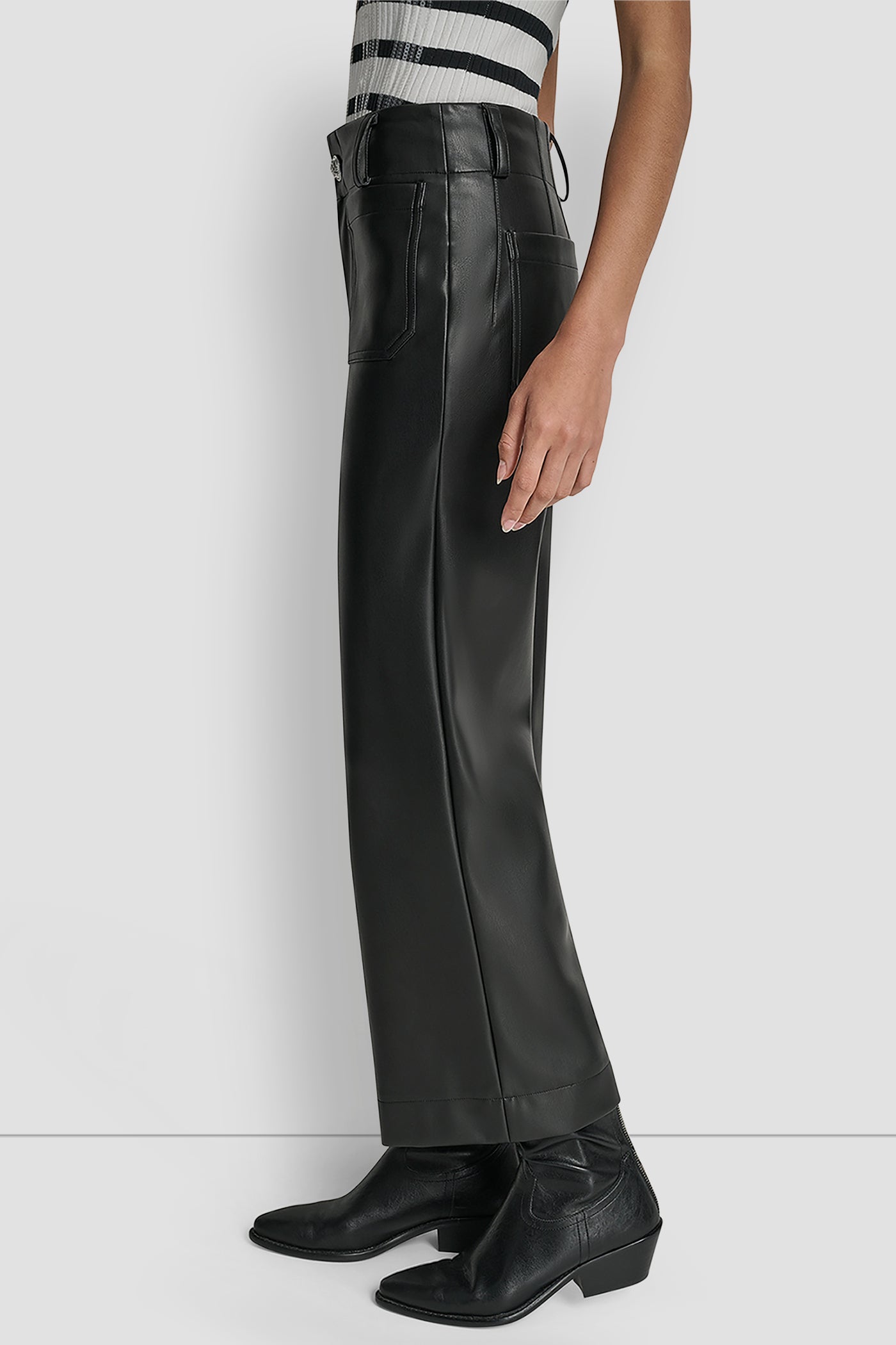 HIGH-RISE CROPPED WIDE LEG PANT - Black - 4