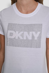 DKNY BOX RHINESTONE LOGO TEE - White - 2