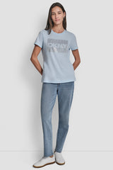 DKNY BOX RHINESTONE LOGO TEE - Moonstone - 2