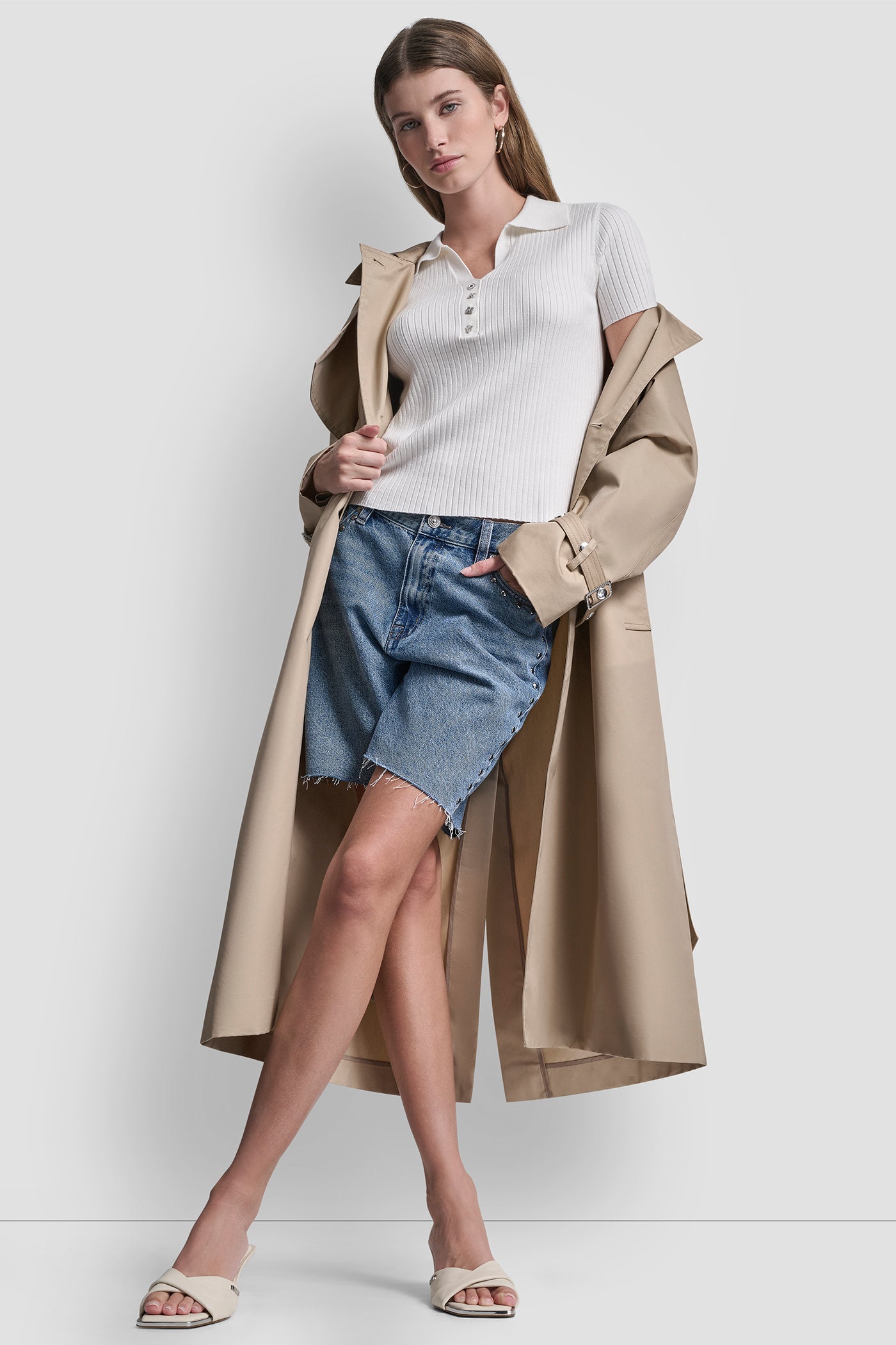 RIBBED POLO WITH RHINESTONE BUTTONS - Ivory - 5