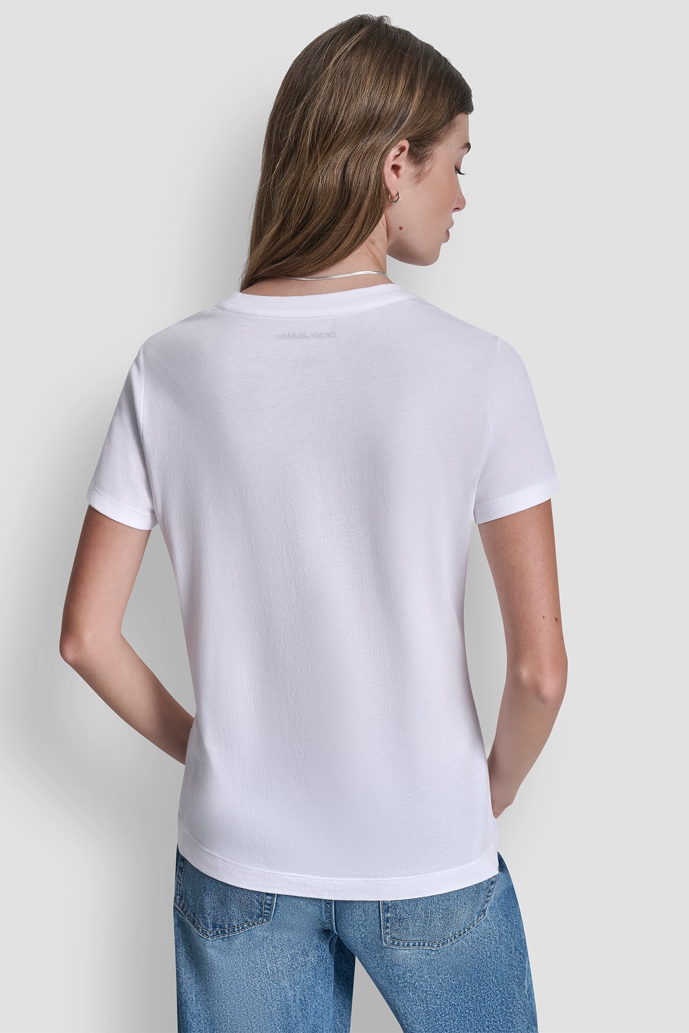 DKNY JEANS STACKED RHINESTONE TEE - White/Silver - 3