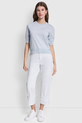ELBOW SLEEVE CREW NECK SWEATER - Frost Blue Heather - 4