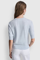 ELBOW SLEEVE CREW NECK SWEATER - Frost Blue Heather - 3