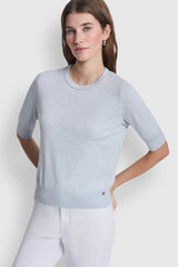 ELBOW SLEEVE CREW NECK SWEATER - Frost Blue Heather - 1
