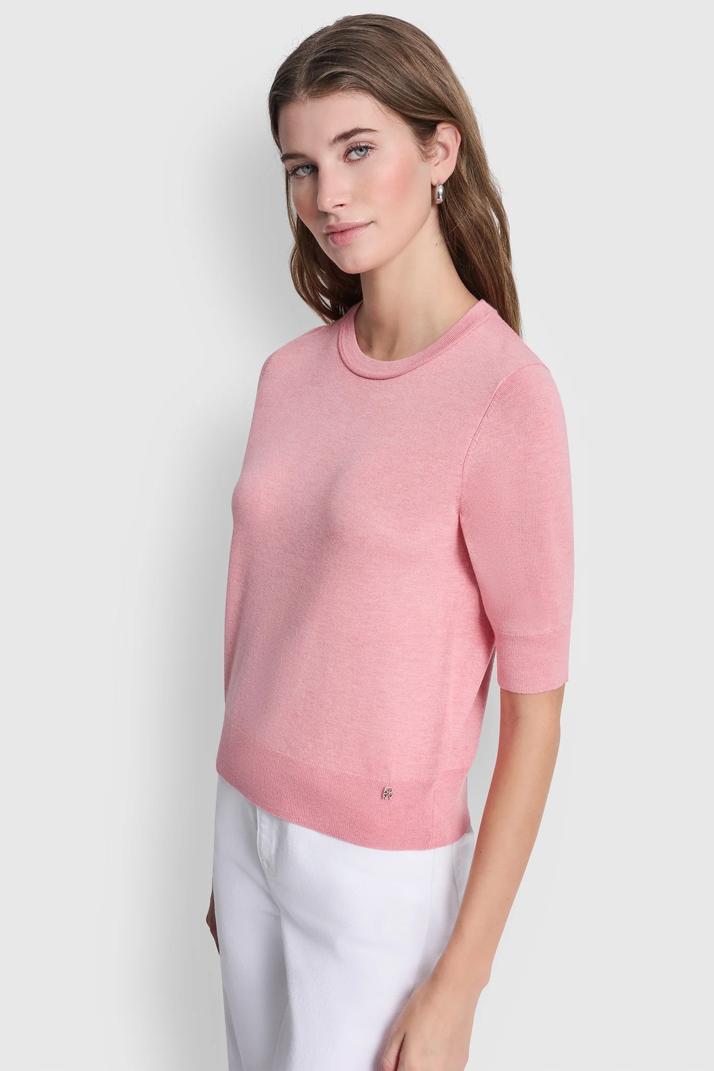 ELBOW SLEEVE CREW NECK SWEATER - Sunkissed Heather - 4