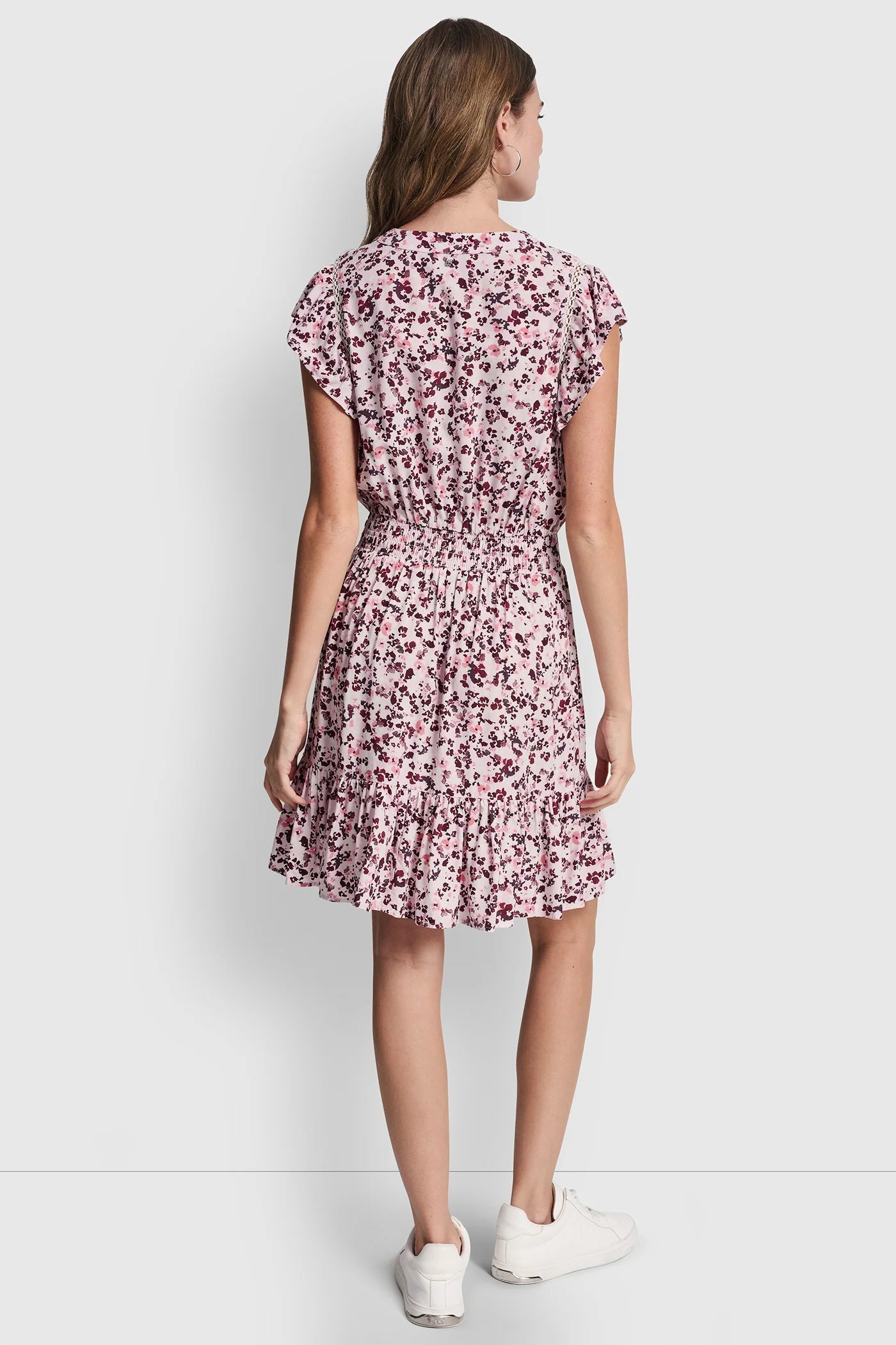 SMOCKED WAIST V-NECK DRESS - Petit Fleur Sunkissed - 3