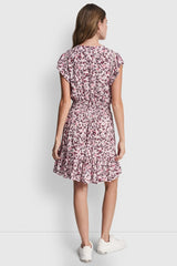 SMOCKED WAIST V-NECK DRESS - Petit Fleur Sunkissed - 3