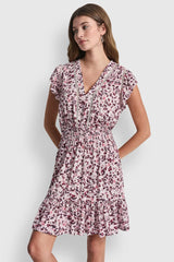 SMOCKED WAIST V-NECK DRESS - Petit Fleur Sunkissed - 2