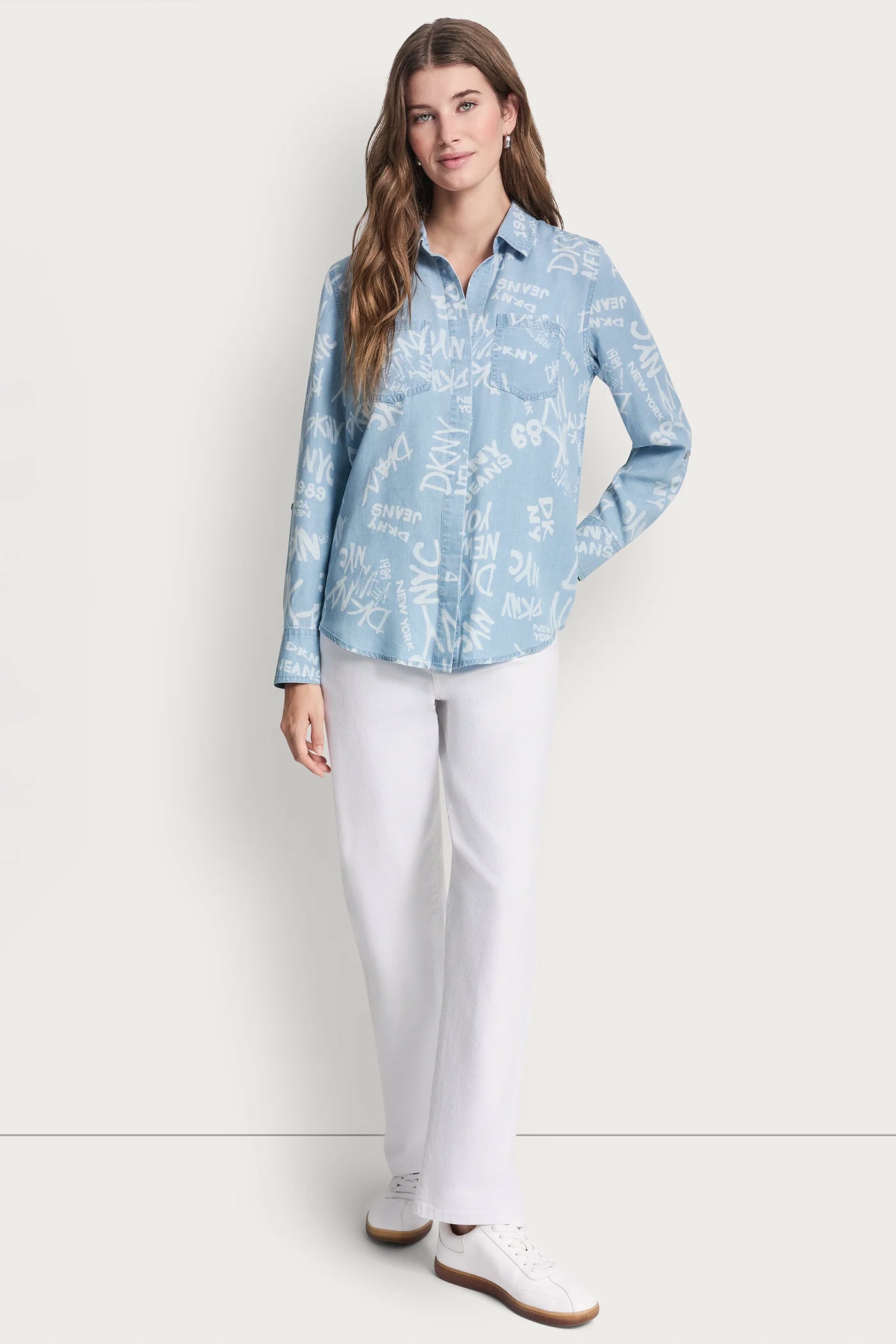 GARMENT DYE SPLIT BACK SHIRT - Graffiti Logo/Chambray - 5