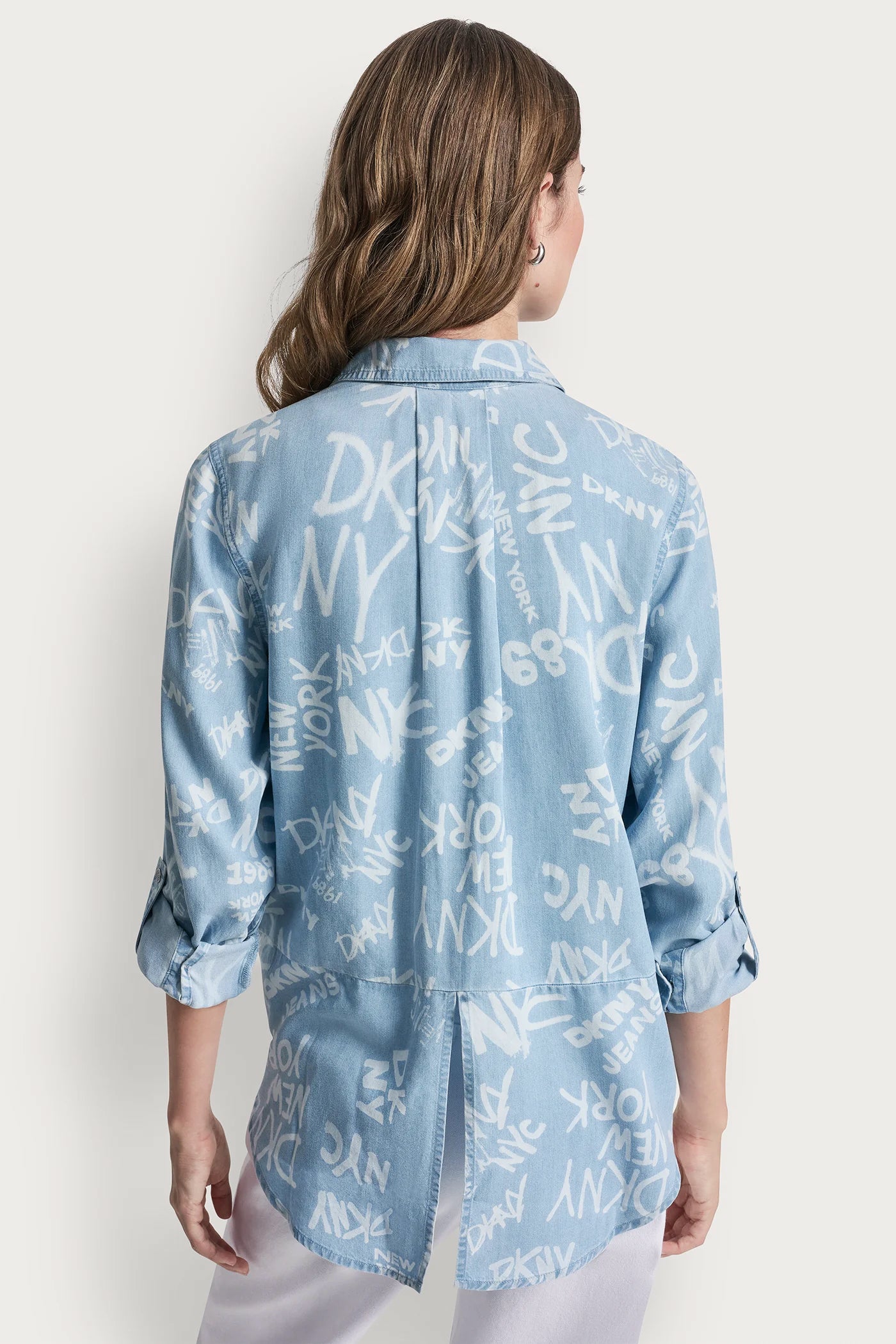 GARMENT DYE SPLIT BACK SHIRT - Graffiti Logo/Chambray - 3