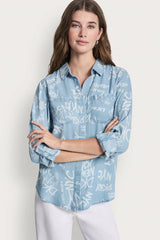 GARMENT DYE SPLIT BACK SHIRT - Graffiti Logo/Chambray - 2