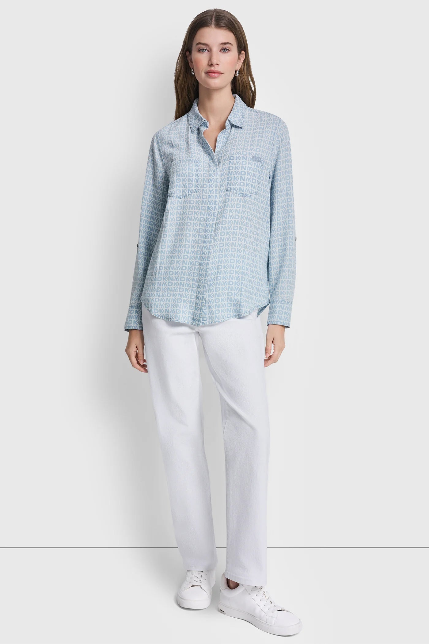 GARMENT DYE SPLIT BACK SHIRT - DKNY OUTLINE CHAMBRAY - 5