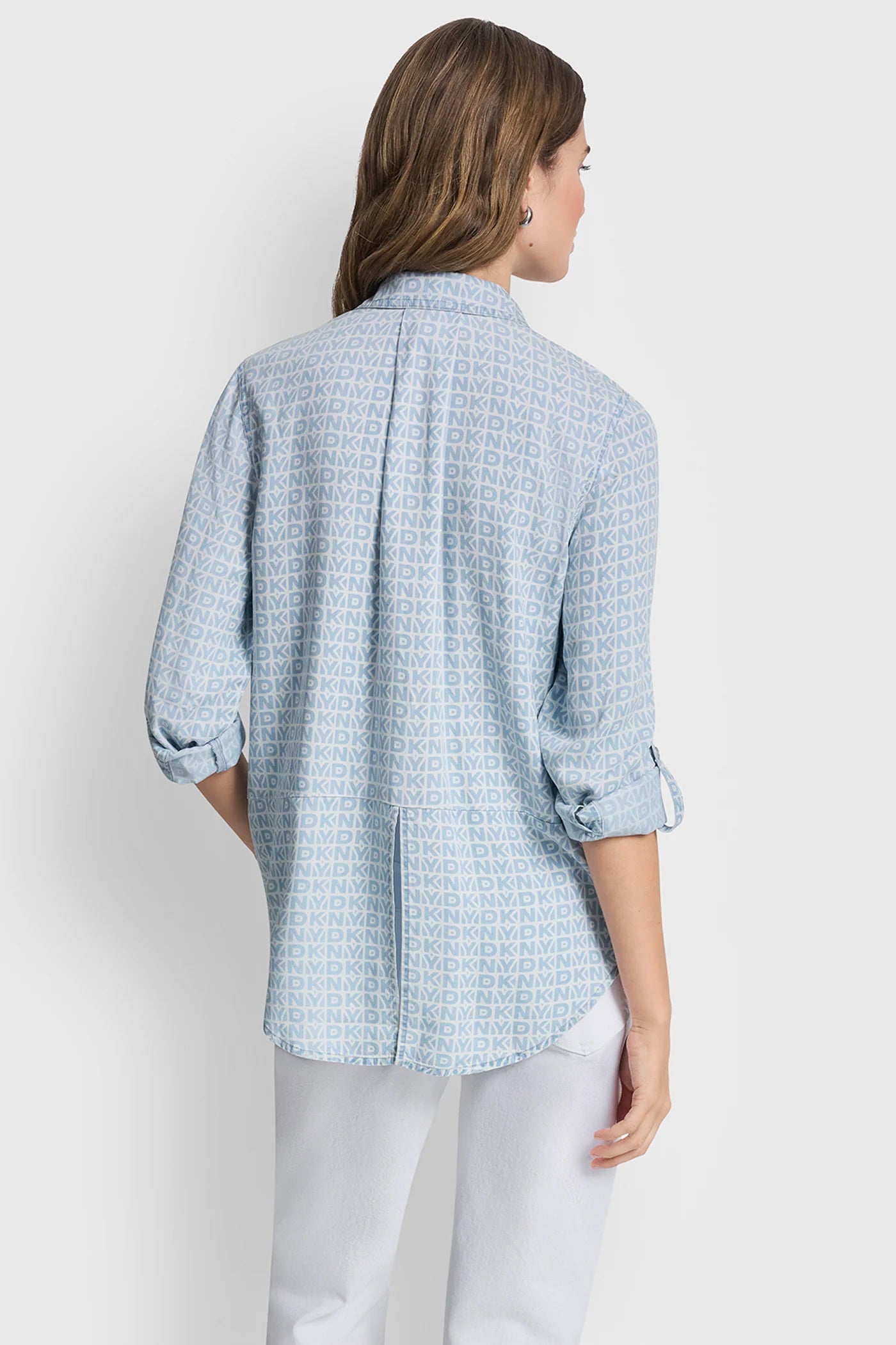 GARMENT DYE SPLIT BACK SHIRT - DKNY OUTLINE CHAMBRAY - 3