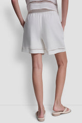 HIGH-RISE LINEN-BLEND SHORT - Ivory - 2
