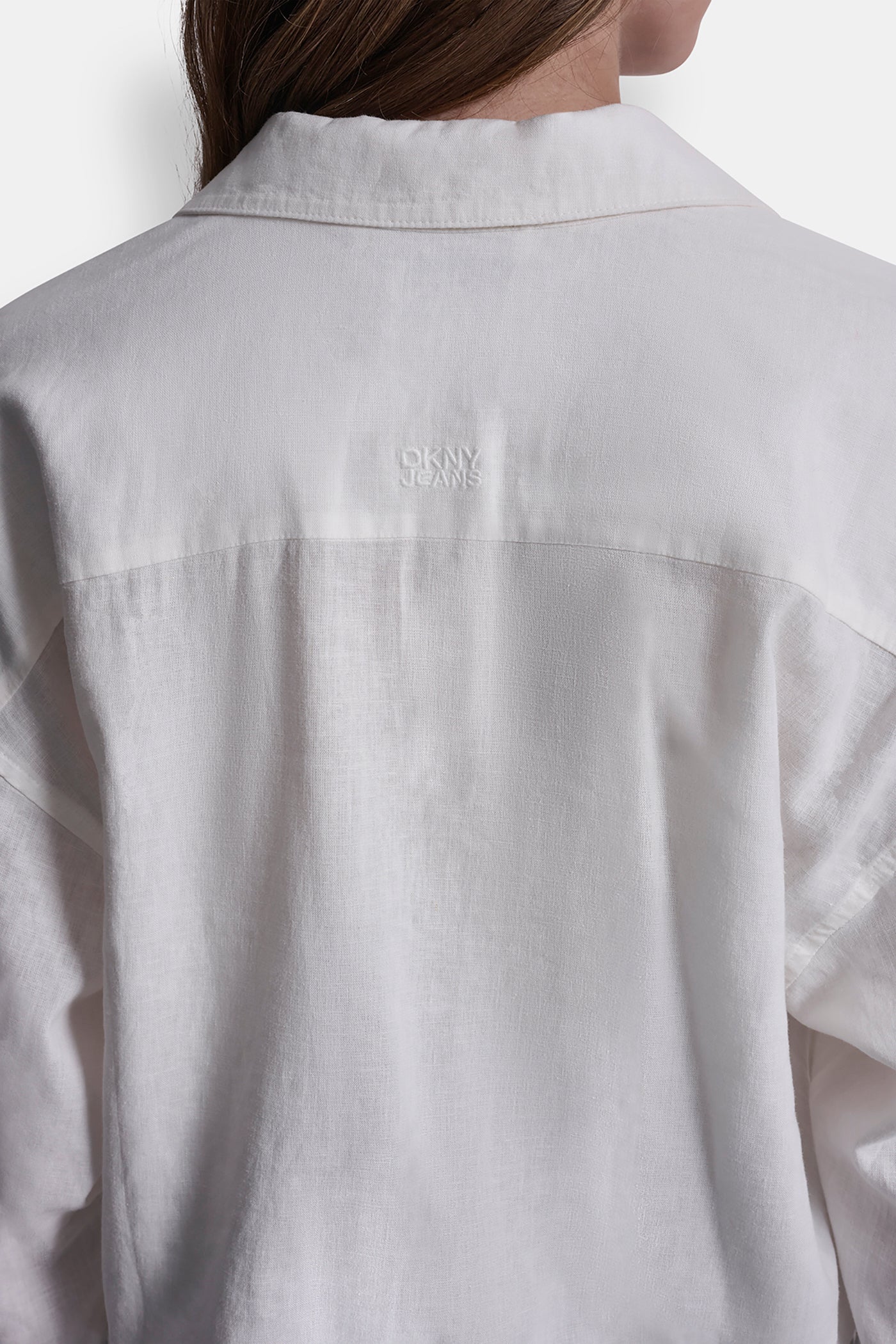 LINEN-BLEND V-NECK SHIRT - Ivory - 8