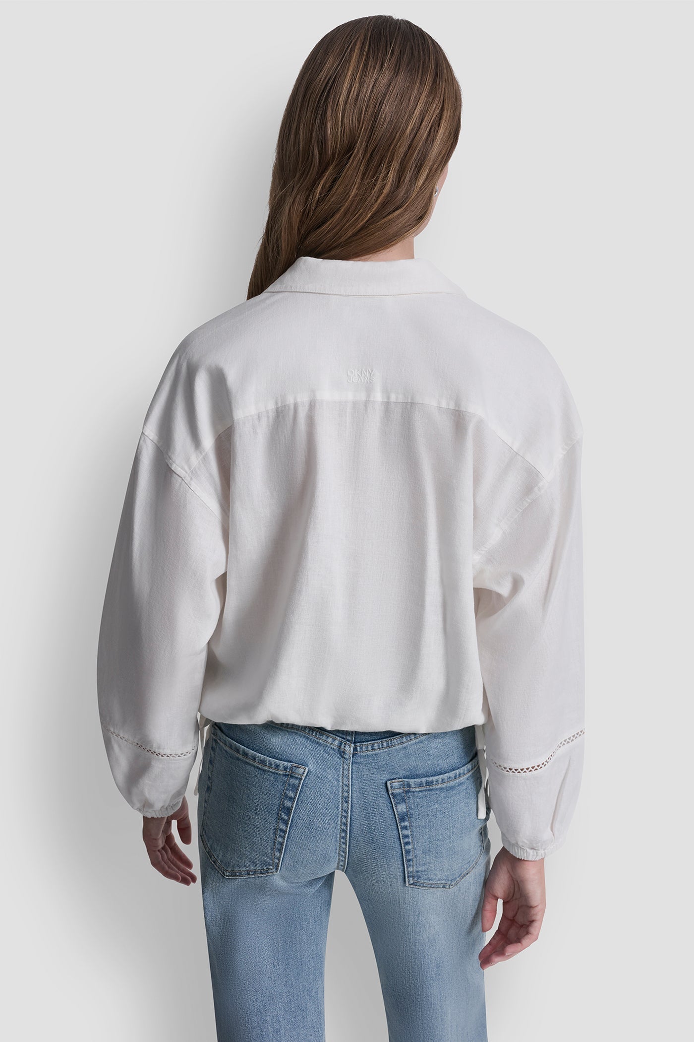 LINEN-BLEND V-NECK SHIRT - Ivory - 3