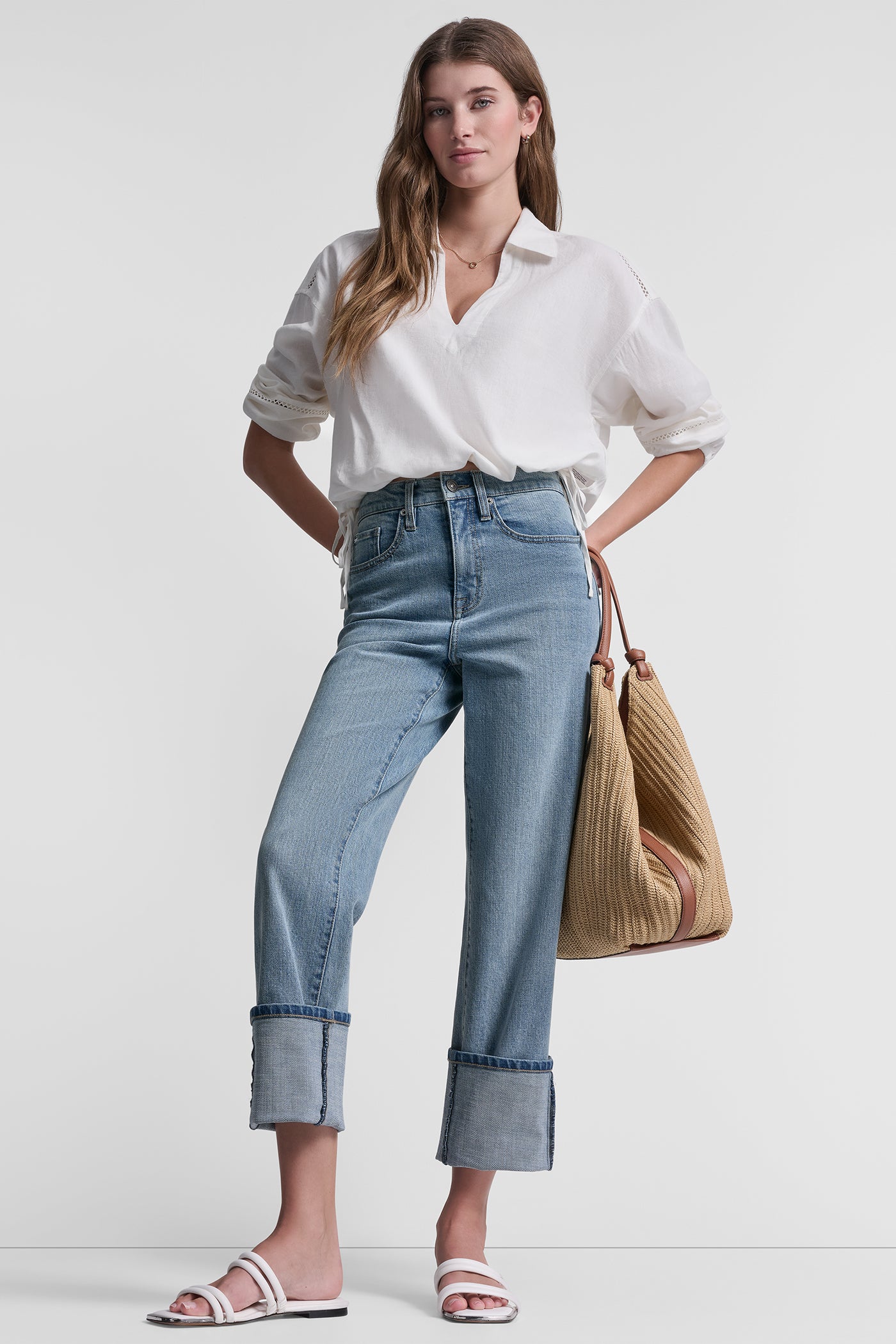 LINEN-BLEND V-NECK SHIRT - Ivory - 6