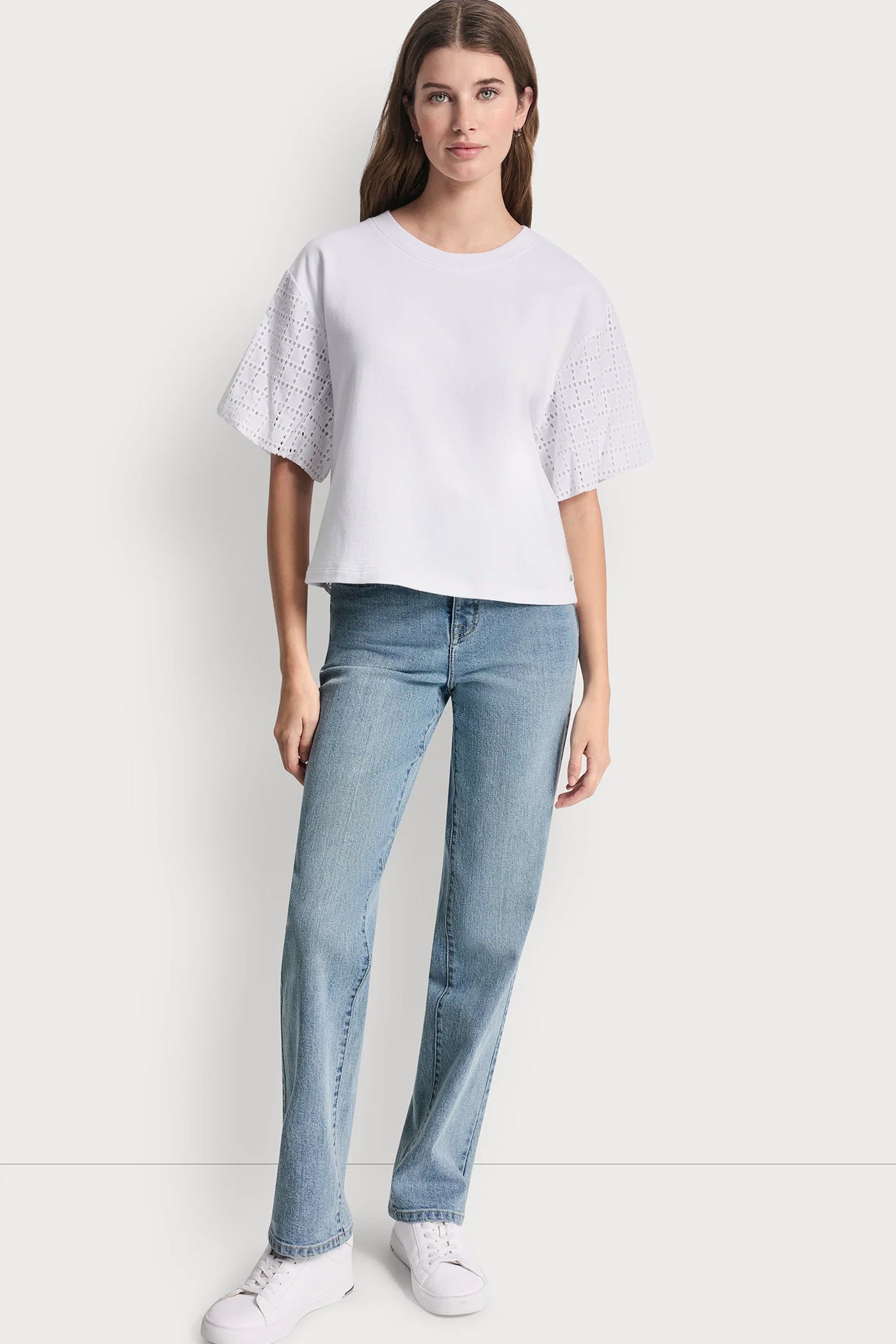 EYELET PUFF SLEEVE SHIRT - White - 5