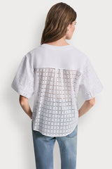 EYELET PUFF SLEEVE SHIRT - White - 2