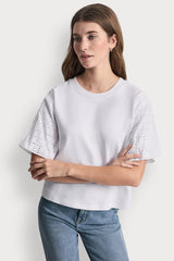 EYELET PUFF SLEEVE SHIRT - White - 4