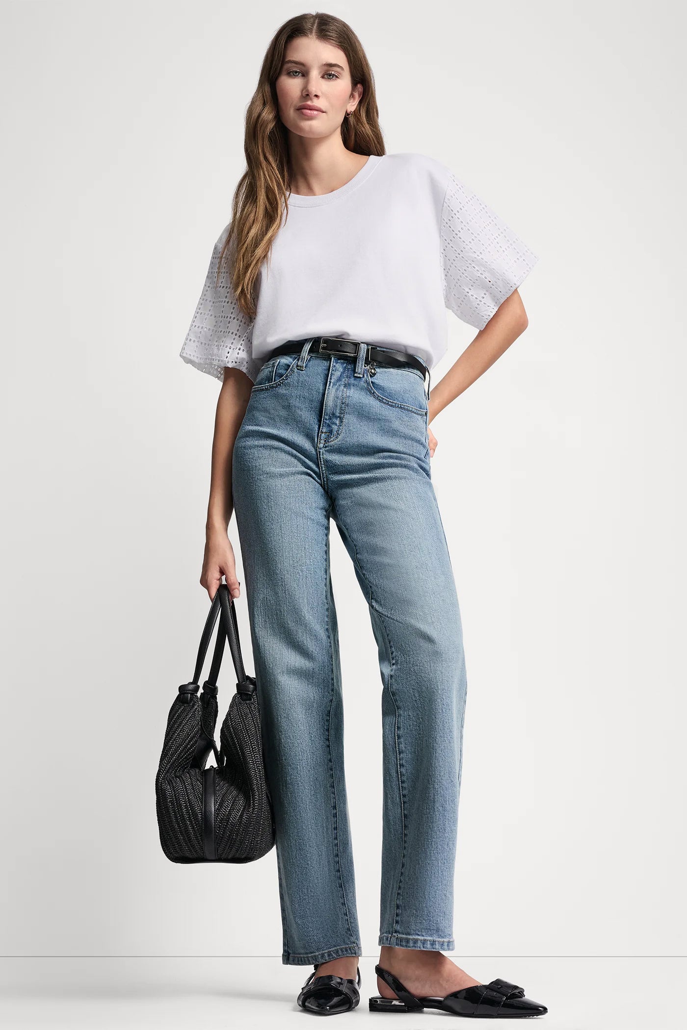 EYELET PUFF SLEEVE SHIRT - White - 7