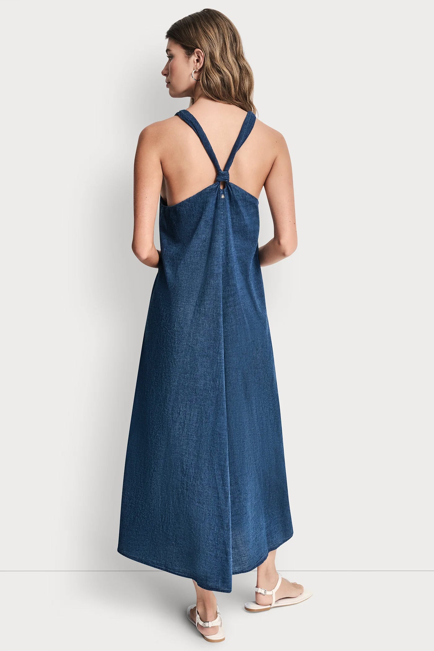KNOTTED STRAP V-NECK MAXI DRESS - Indigo - 2