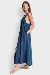 KNOTTED STRAP V-NECK MAXI DRESS - Indigo - 3