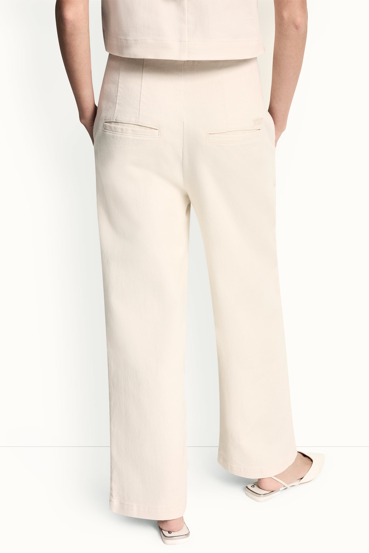 HIGH-RISE TWILL WIDE LEG PANT - Eggnog - 3
